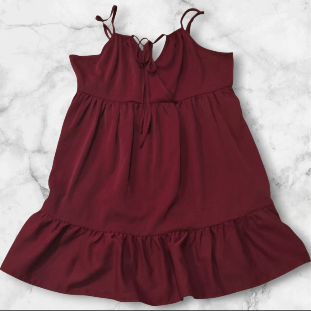 SHEIN Sleeveless Spaghetti Strap Wine Red Dress  Size OXL- A33